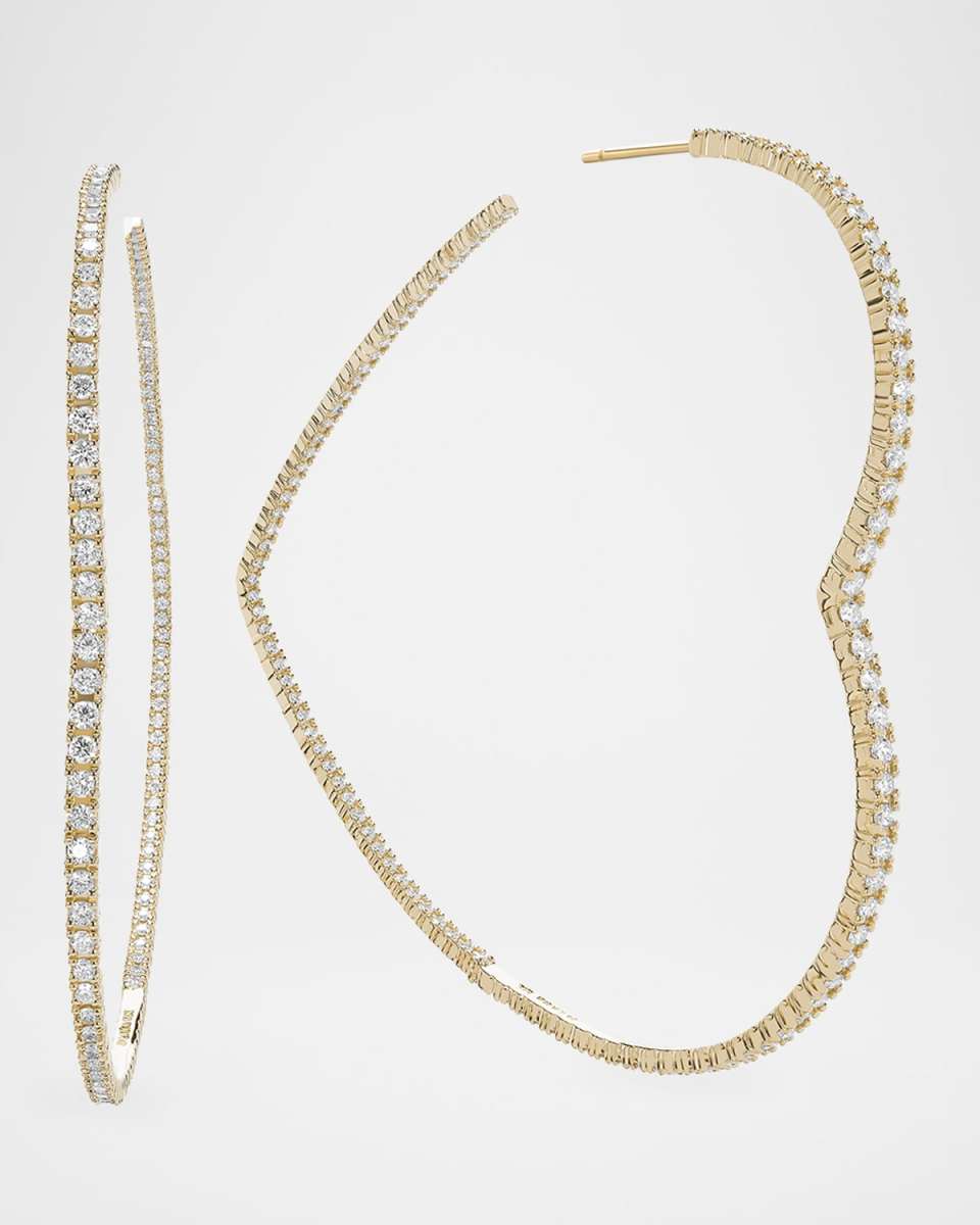 Flawless Large Graduating Diamond Heart Hoop Earrings